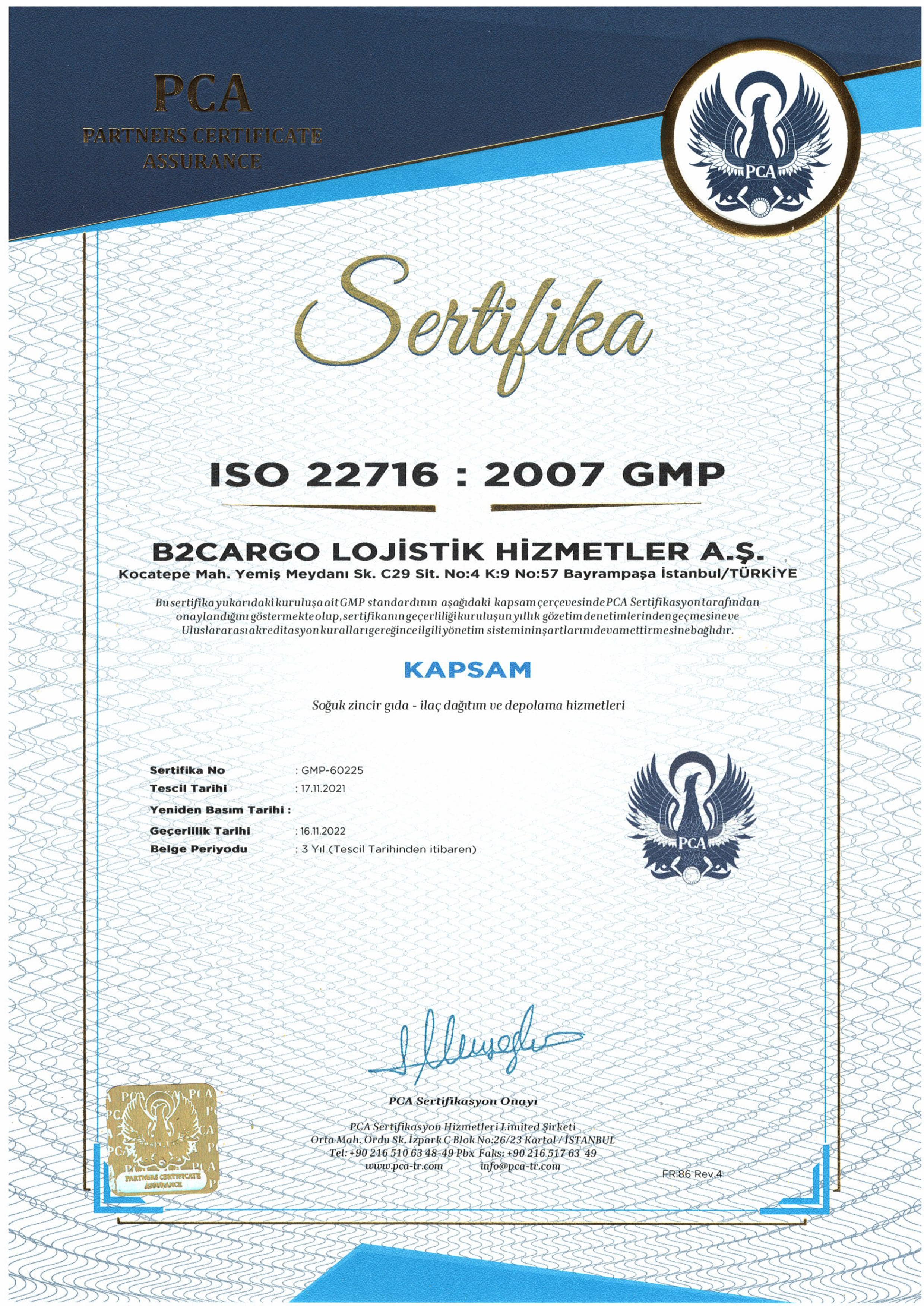 ISO 22716-2007 GMP Sertifikası